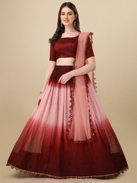 Gotta Patti Semi-Stitched Lehenga & Unstitched Blouse With Dupatta