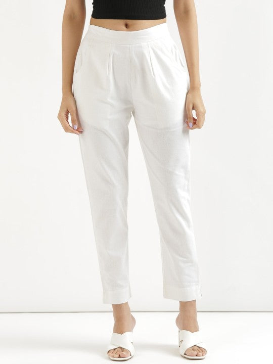 Women Mid-Rise Cotton Trousers