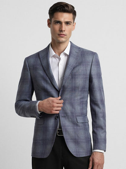 Checkered Single Breasted Formal Blazer