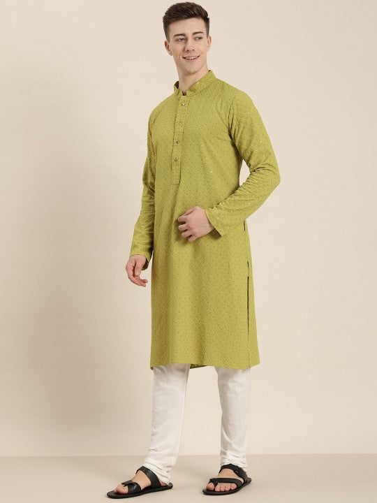 Men Ethnic Motifs Embroidered Chikankari Kurta