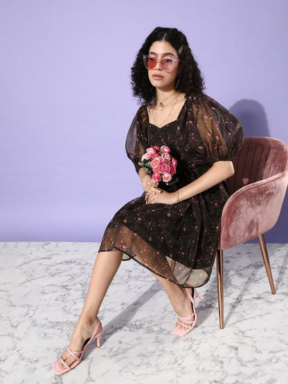 Madison Black floral dress