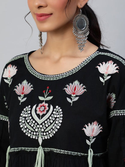 Ethinc Motif Embroidered Pure Cotton Tunic