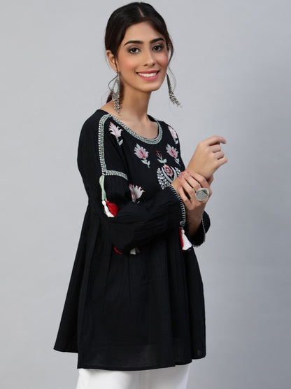 Ethinc Motif Embroidered Pure Cotton Tunic