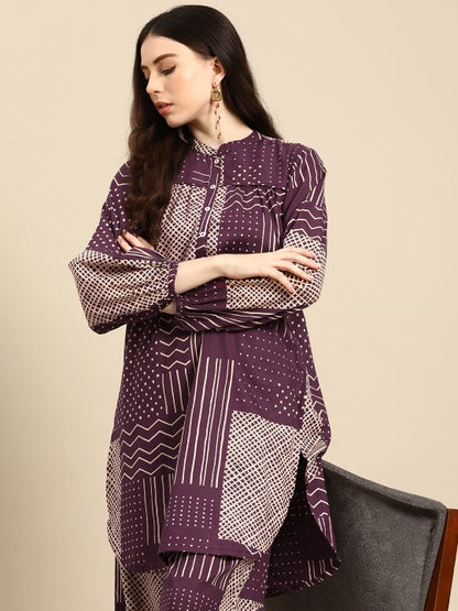 Women Printed Pure Cotton Straight Kurta with Palazzos