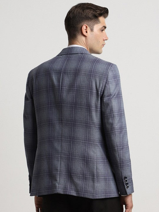 Checkered Single Breasted Formal Blazer