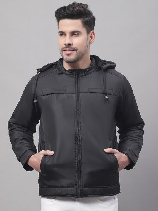 Mens Cantabil Solid Full Sleeves Hooded Neck Regular Fit Casual Jacket