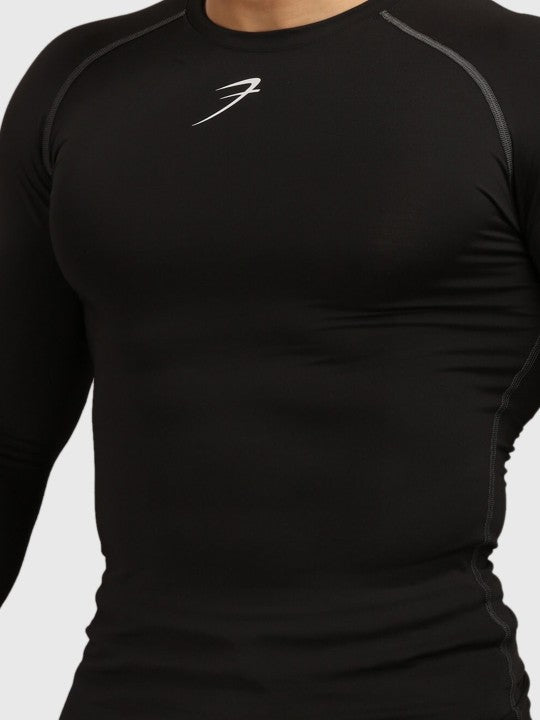 Men Black Raw Edge Compression T-shirt