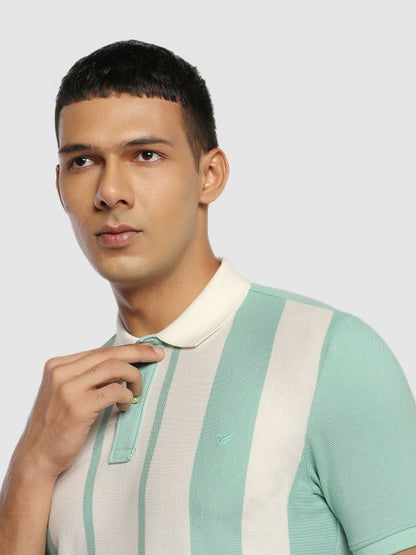 Striped Polo Collar Slim Fit Pure Cotton T-Shirt