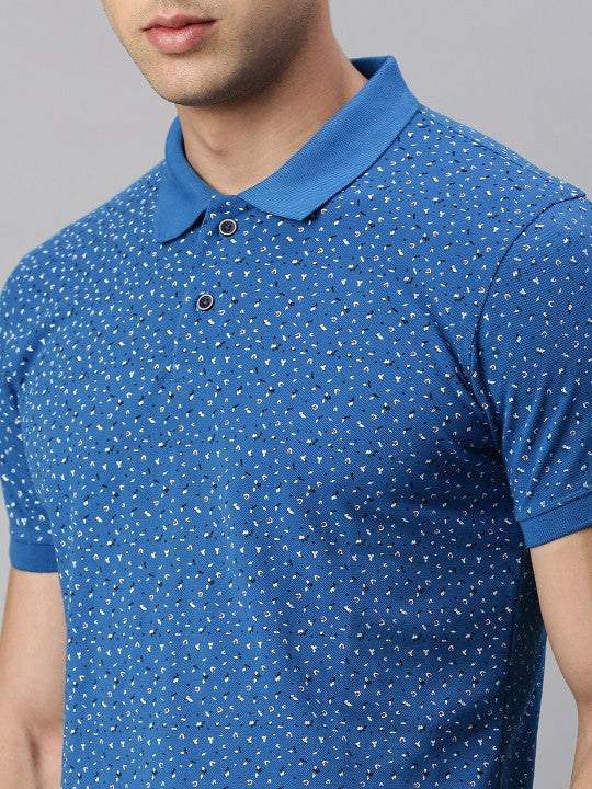 Floral Printed Polo Collar Cotton Regular T-shirt