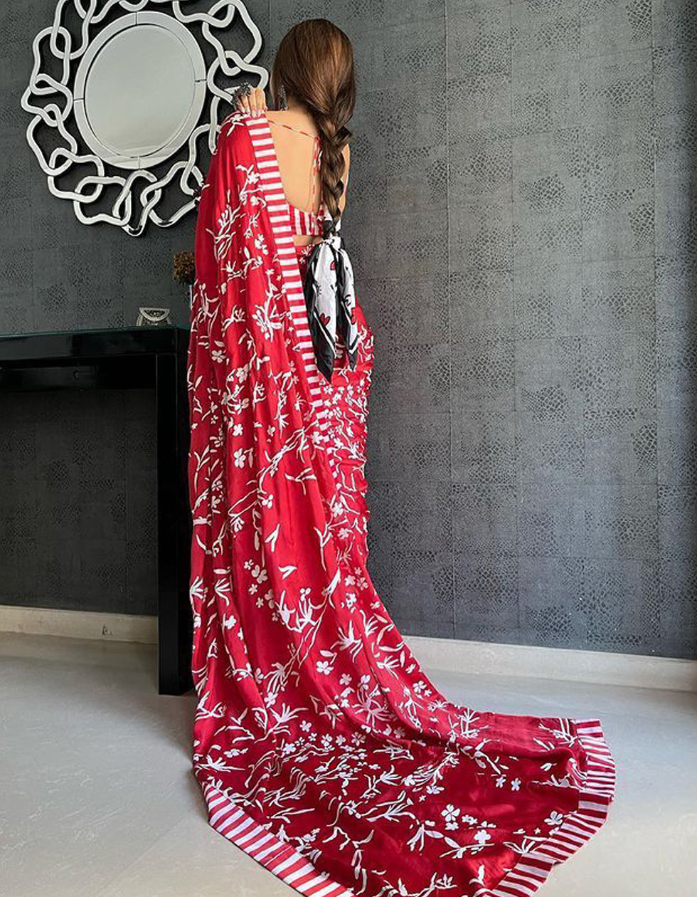 Red Silk Digital Printed Saree