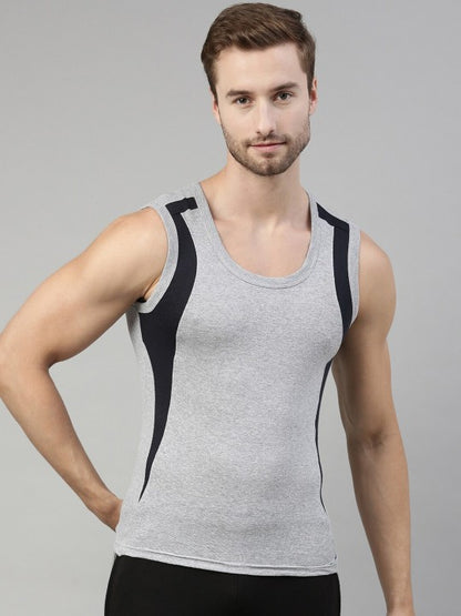 Men Grey Solid Innerwear Vests DSO-BOLD GYM VEST