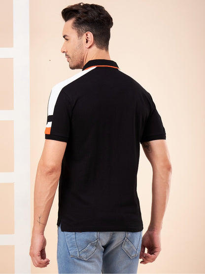 Black Cotton Polo T-Shirt