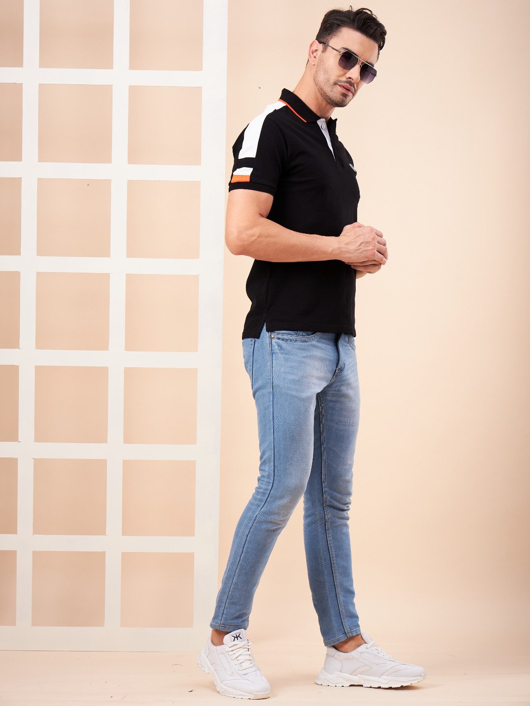 Black Cotton Polo T-Shirt