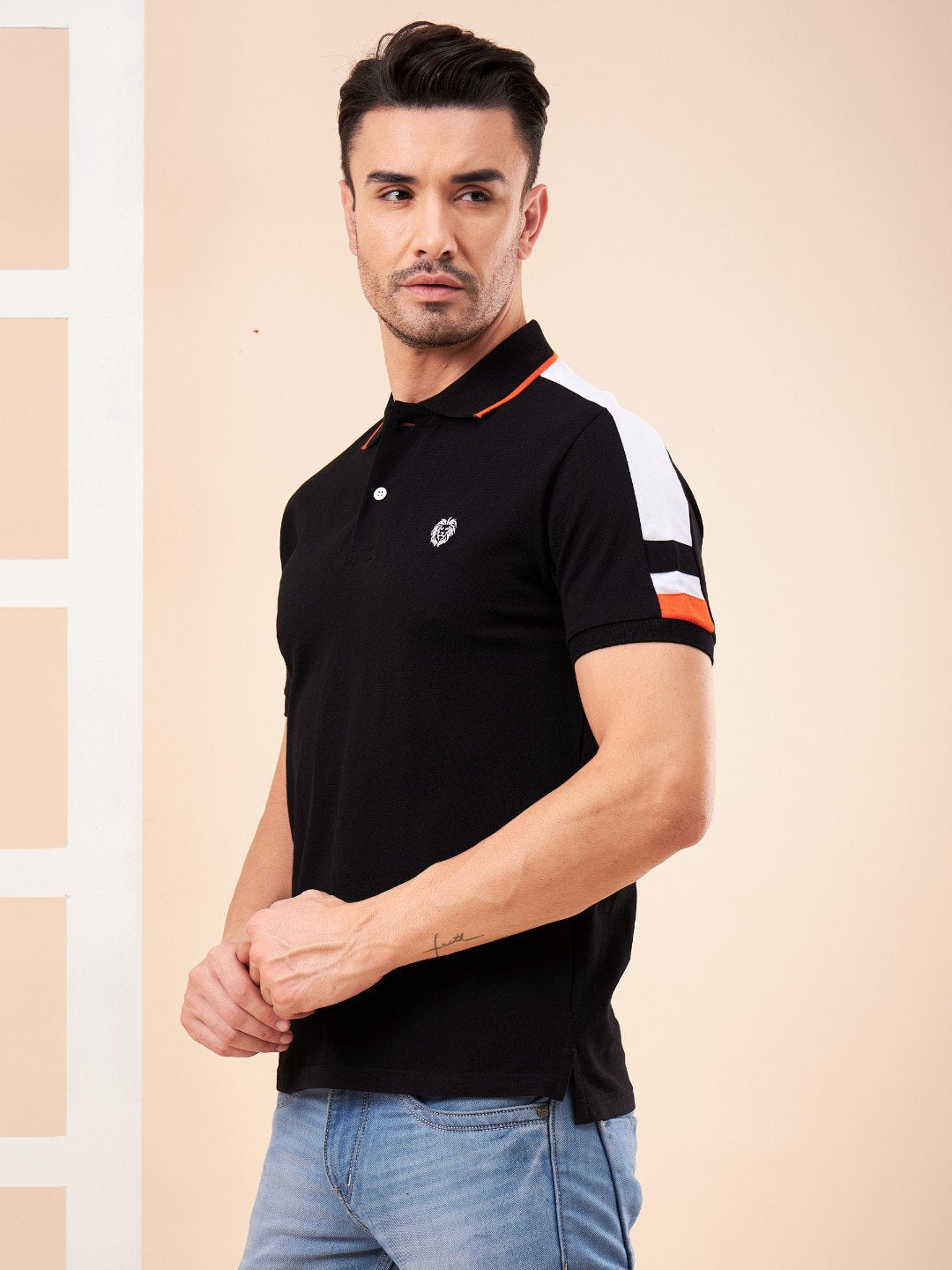 Black Cotton Polo T-Shirt