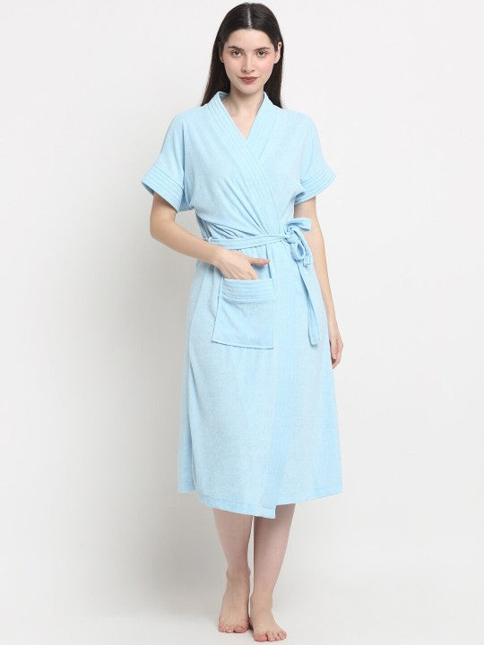 Everyday Collection Blue Front Pocket Bath Robe