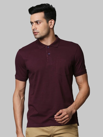 Men Maroon Henley Neck T-shirt