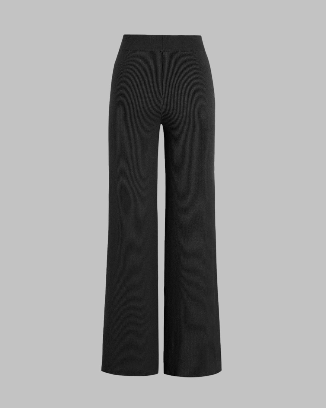 Black Ribbed Wide Leg Trousers