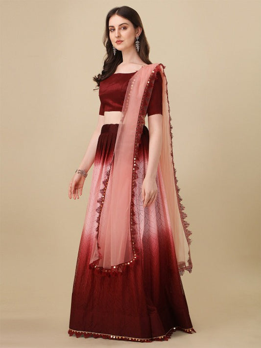 Gotta Patti Semi-Stitched Lehenga & Unstitched Blouse With Dupatta