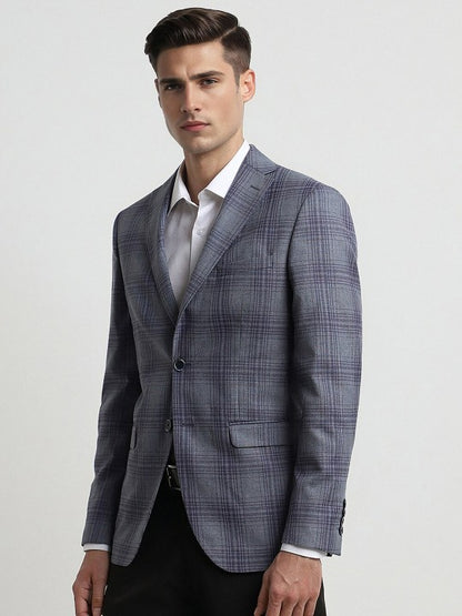 Checkered Single Breasted Formal Blazer