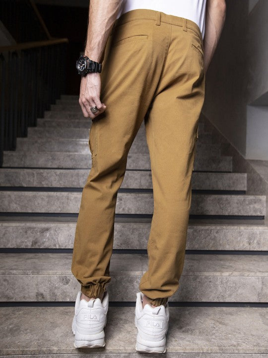 Men Slim Fit Solid Cargos Joggers