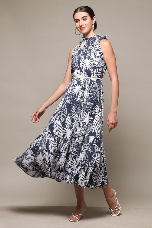 Biba Navy Printed Maxi Dress