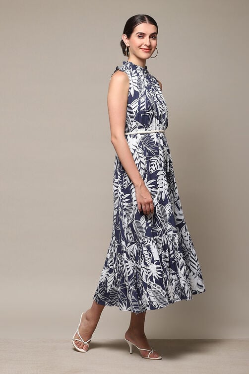 Biba Navy Printed Maxi Dress