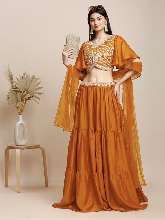 Floral Embroidered Ready to Wear Lehenga With Blouse & Dupatta