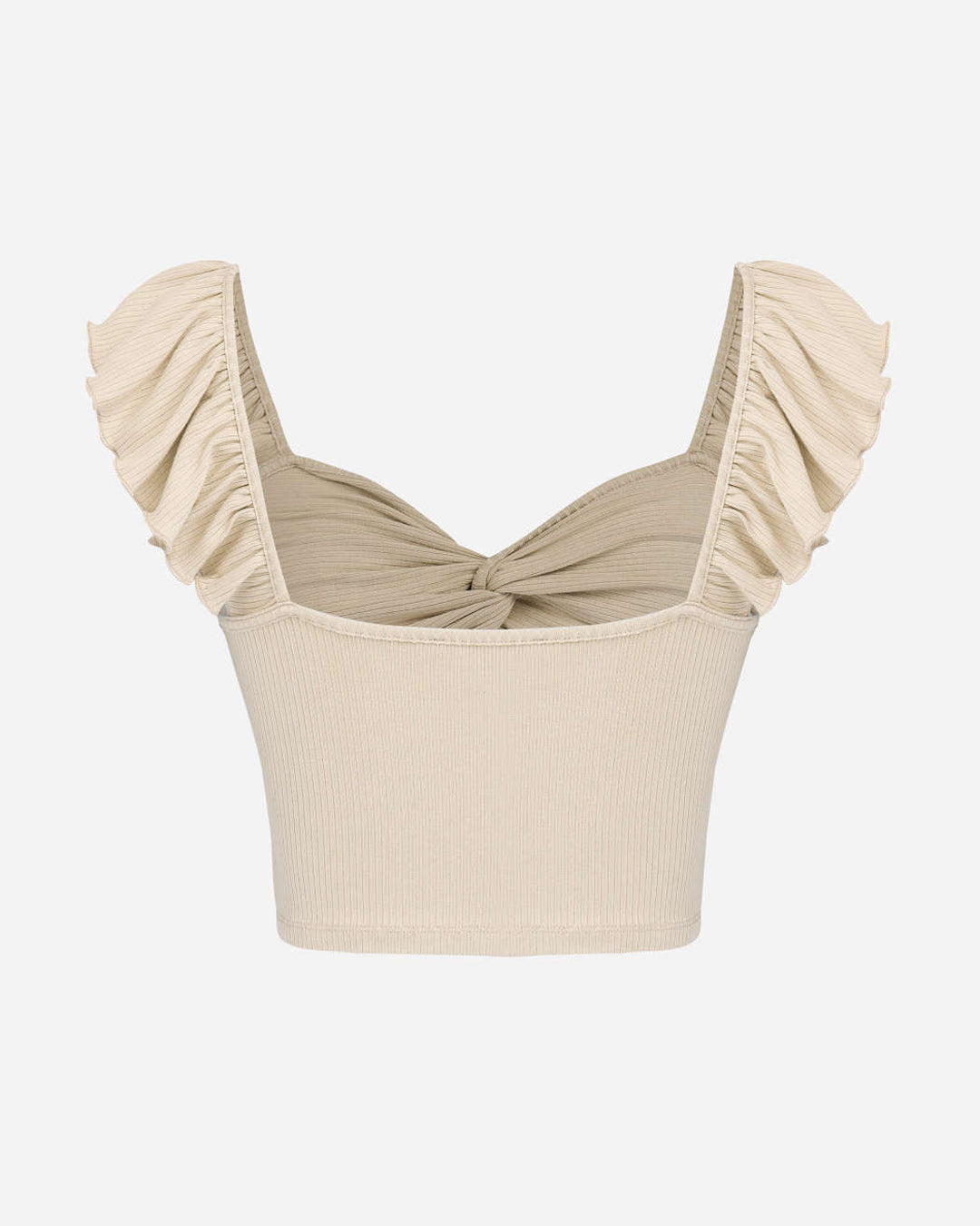 Cropped Vest Ruffle Top In Apricot