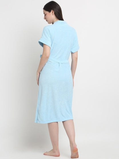 Everyday Collection Blue Front Pocket Bath Robe