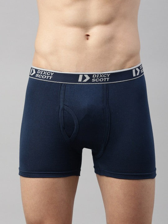 Men Navy Blue Solid Pure Cotton Trunk