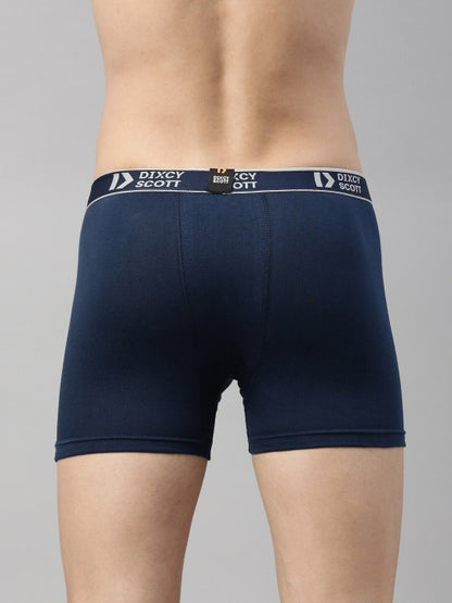 Men Navy Blue Solid Pure Cotton Trunk