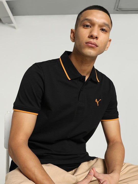 Collar Tipping Heather Slim-Fit Cotton Polo T-Shirt