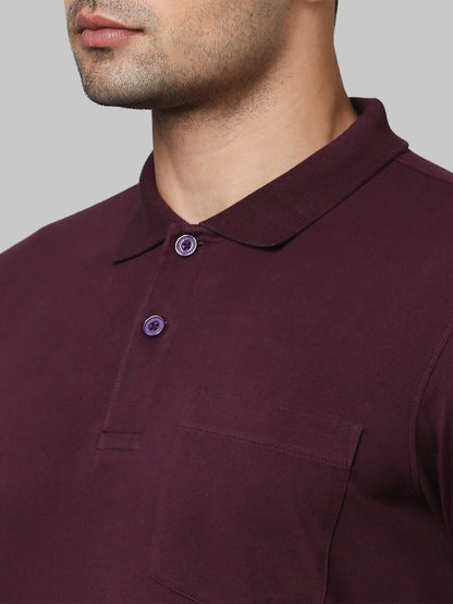 Men Maroon Henley Neck T-shirt