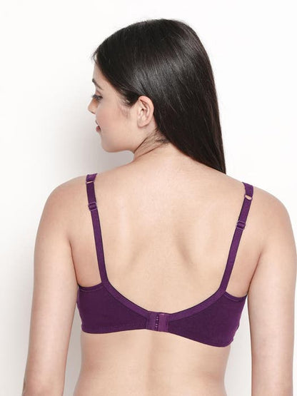 Dark Purple Mesh Neckline Non Padded Everyday Bra