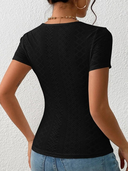 Self Design Square Neck Fitted Top