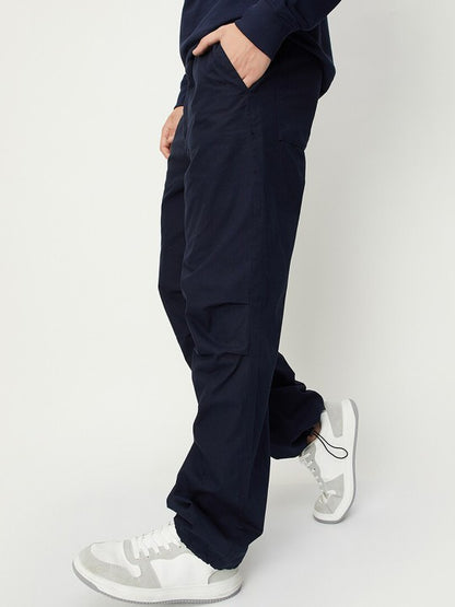 Men Mid-Rise Loose Fit Pure Cotton Trousers