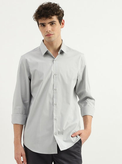 Cotton Spread Collar Slim Fit Curved Formal Shirt