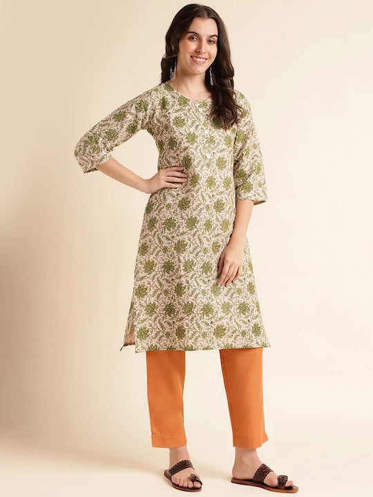 Floral Printed Straight Kurta