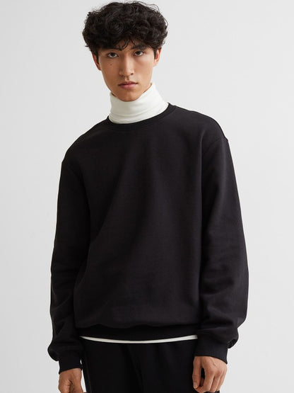 Men Black Relaxed Fit Sweatshirt