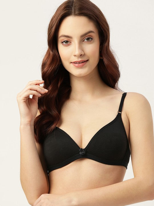 Black Solid T-shirt Bra