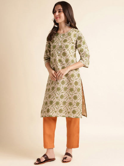 Floral Printed Straight Kurta