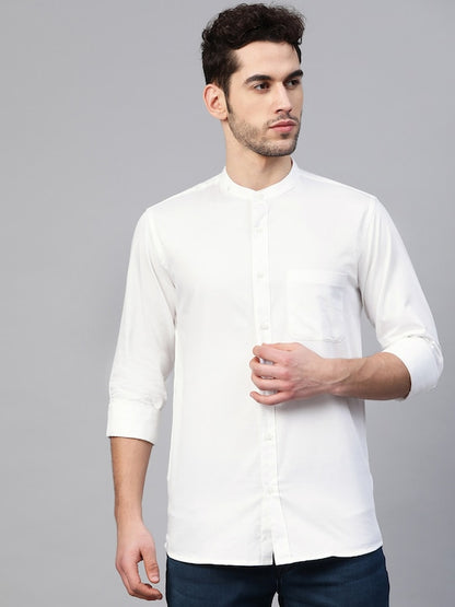 Men White Smart Slim Fit Solid Water & Stain Repellent Casual Shirt