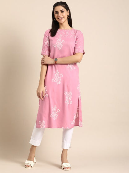 Bosaru Women Floral Print Straight Kurta