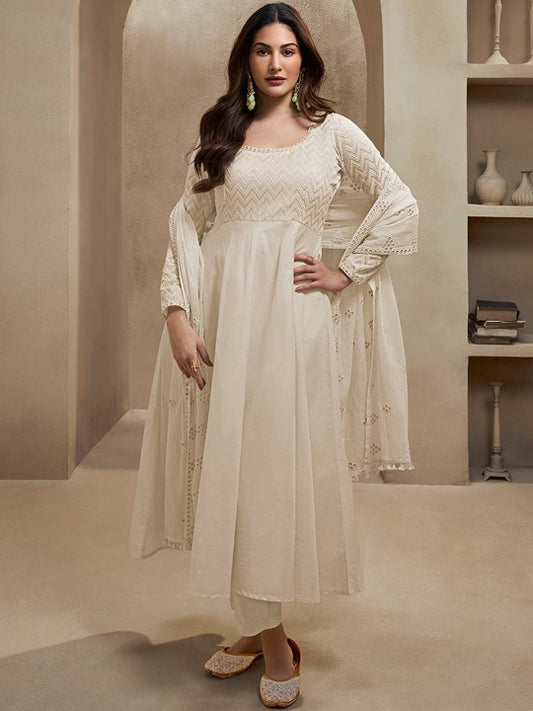 White Anarkali Suit