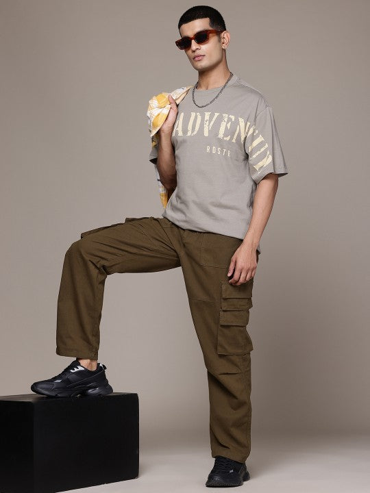 Men Relaxed Fit Pure Cotton Cargos Trousers