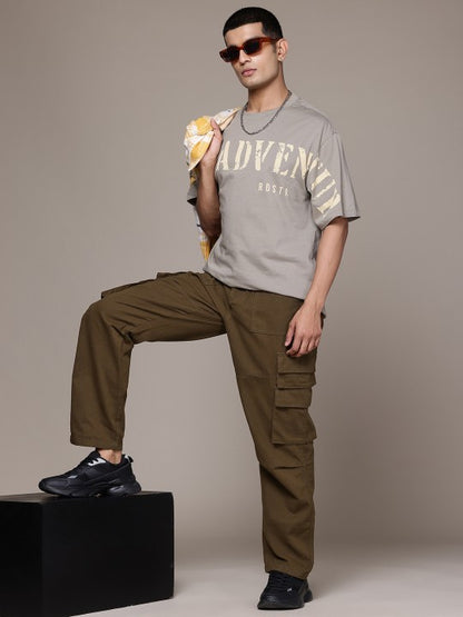 Men Relaxed Fit Pure Cotton Cargos Trousers