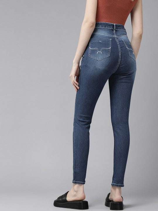 The Lifestyle Co Women Blue Skinny Fit Fit Mid-Rise Clean Look Stretchable Jeans