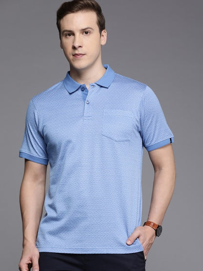 Self Design Polo Collar Pure Cotton Pocket T-shirt