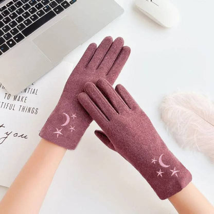 Embroidered Winter Women Gloves