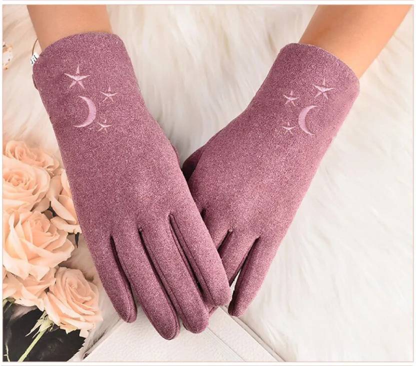 Embroidered Winter Women Gloves